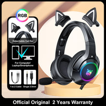 Charger l&#39;image dans la galerie, ONIKUMA K9 Pink Cat Ear Headphones with RGB LED Light Flexible Mic Gaming Headset 7.1 Surround Computer Earphones for PC Gamer