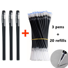 Load image into Gallery viewer, 3+20Pcs Ballpoint Pen And Refill Black Blue Red Ink Bullet 0.5mm Gel Pens