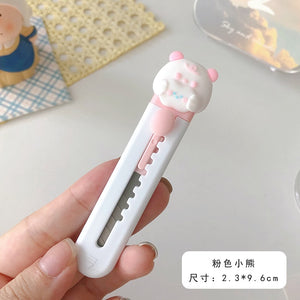 Kawaii Cartoon Animals Mini Portable Ulity Knife Box Cutter Pocket Stretch Paper Cutters