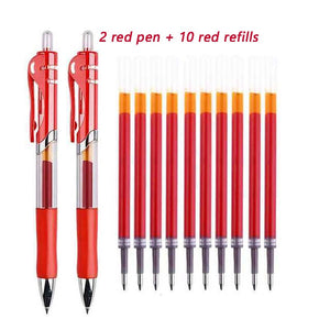 3+20Pcs Ballpoint Pen And Refill Black Blue Red Ink Bullet 0.5mm Gel Pens