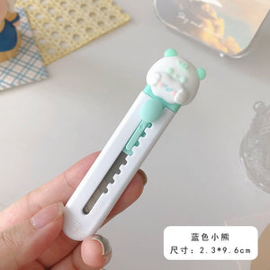 Kawaii Cartoon Animals Mini Portable Ulity Knife Box Cutter Pocket Stretch Paper Cutters