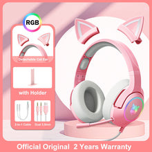 Charger l&#39;image dans la galerie, ONIKUMA K9 Pink Cat Ear Headphones with RGB LED Light Flexible Mic Gaming Headset 7.1 Surround Computer Earphones for PC Gamer