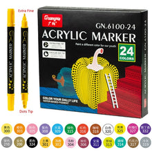 Load image into Gallery viewer, 36 Colors Acrylic Paint Marker Pens, Extra Fine and Dots Tip, for Rock Painting, Mug, Ceramic, Glass, Wood, Fabric,Canvas,Metal