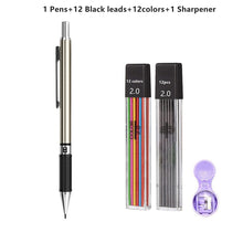 Load image into Gallery viewer, 2.0 mm Mechanical Pencils Set 2B Automatic Student Pencils Color/Black Lead Refills Art Sketch Kawaii
