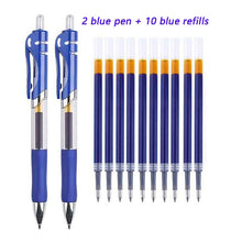Load image into Gallery viewer, 3+20Pcs Ballpoint Pen And Refill Black Blue Red Ink Bullet 0.5mm Gel Pens