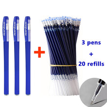Load image into Gallery viewer, 3+20Pcs Ballpoint Pen And Refill Black Blue Red Ink Bullet 0.5mm Gel Pens
