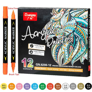 36 Colors Acrylic Paint Marker Pens, Extra Fine and Dots Tip, for Rock Painting, Mug, Ceramic, Glass, Wood, Fabric,Canvas,Metal