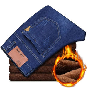 2019 nuevas actividades para hombres, pantalones vaqueros cálidos de alta calidad, marca famosa, pantalones vaqueros de Otoño Invierno, pantalones vaqueros cálidos y suaves para hombres