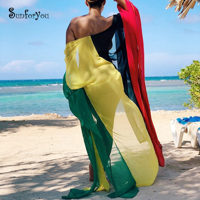 2020 Vestido playero de chifón para mujer