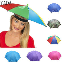 Load image into Gallery viewer, YADA Outdoor Umbrella Hat Novelty Foldable Sun Day Rainy Day Hands Free Rainbow Folding &amp; Waterproof Multicolor Hat Cap YS0018
