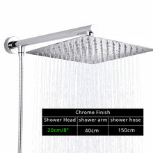 Load image into Gallery viewer, Rozin Black Ultrathin Rainfall Shower Head Wall Mounted Shower Arm Bracket Bar 150cm Shower Hose Bathroom Faucet Set