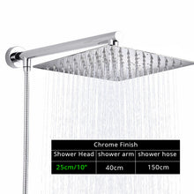 Load image into Gallery viewer, Rozin Black Ultrathin Rainfall Shower Head Wall Mounted Shower Arm Bracket Bar 150cm Shower Hose Bathroom Faucet Set