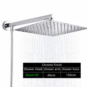 Rozin Black Ultrathin Rainfall Shower Head Wall Mounted Shower Arm Bracket Bar 150cm Shower Hose Bathroom Faucet Set