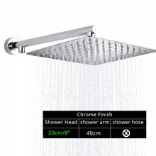 Load image into Gallery viewer, Rozin Black Ultrathin Rainfall Shower Head Wall Mounted Shower Arm Bracket Bar 150cm Shower Hose Bathroom Faucet Set