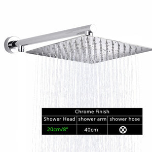 Rozin Black Ultrathin Rainfall Shower Head Wall Mounted Shower Arm Bracket Bar 150cm Shower Hose Bathroom Faucet Set