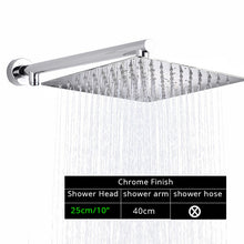Load image into Gallery viewer, Rozin Black Ultrathin Rainfall Shower Head Wall Mounted Shower Arm Bracket Bar 150cm Shower Hose Bathroom Faucet Set