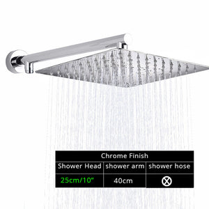 Rozin Black Ultrathin Rainfall Shower Head Wall Mounted Shower Arm Bracket Bar 150cm Shower Hose Bathroom Faucet Set