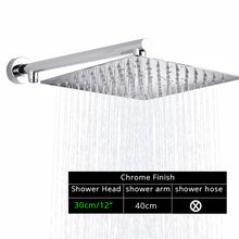 Load image into Gallery viewer, Rozin Black Ultrathin Rainfall Shower Head Wall Mounted Shower Arm Bracket Bar 150cm Shower Hose Bathroom Faucet Set