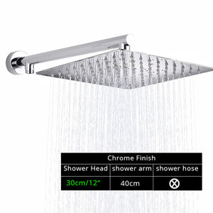 Rozin Black Ultrathin Rainfall Shower Head Wall Mounted Shower Arm Bracket Bar 150cm Shower Hose Bathroom Faucet Set