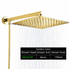 Load image into Gallery viewer, Rozin Black Ultrathin Rainfall Shower Head Wall Mounted Shower Arm Bracket Bar 150cm Shower Hose Bathroom Faucet Set
