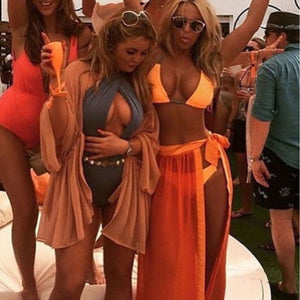 Verano Sexy mujer traje de baño Bikini cubrir malla pura playa Mini falda envolvente Sarong Pareo traje de baño cubrir Ups