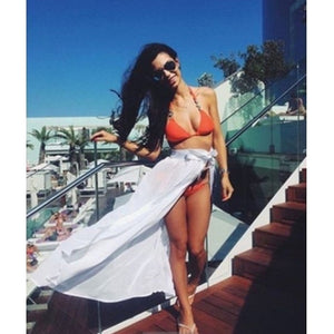 Verano Sexy mujer traje de baño Bikini cubrir malla pura playa Mini falda envolvente Sarong Pareo traje de baño cubrir Ups