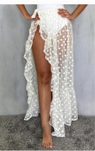 Cargar imagen en el visor de la galería, Sexy mujer malla transparente playa Bikini cubrir Ups vacaciones protector solar Wrap falda 2020 nuevo RufflesDot alta cintura Split Bikini cubrir