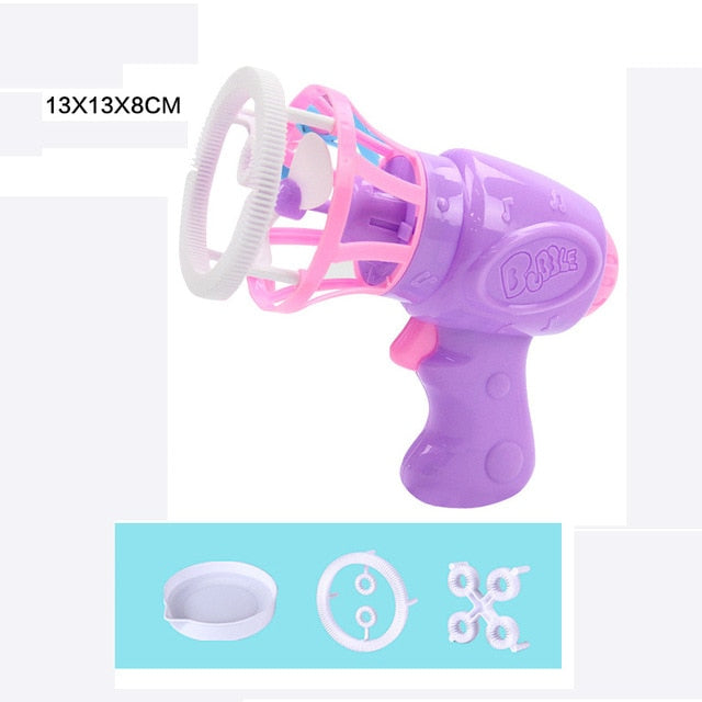 Summer Funny Magic Bubble Blower Machine Electric Automatic Bubble Maker Gun with Mini Fan Kids Outdoor Toys Wedding Supplies