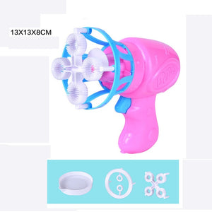 Summer Funny Magic Bubble Blower Machine Electric Automatic Bubble Maker Gun with Mini Fan Kids Outdoor Toys Wedding Supplies
