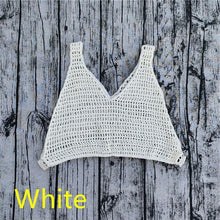 Load image into Gallery viewer, Hand Crochet Sexy Beach Bikini cover up deep v at the front and back Top Swim Trousers Long Hot pants