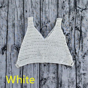 Hand Crochet Sexy Beach Bikini cover up deep v at the front and back Top Swim Trousers Long Hot pants