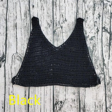 Load image into Gallery viewer, Hand Crochet Sexy Beach Bikini cover up deep v at the front and back Top Swim Trousers Long Hot pants