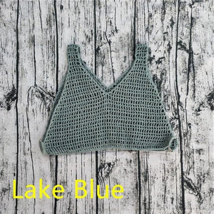 Hand Crochet Sexy Beach Bikini cover up deep v at the front and back Top Swim Trousers Long Hot pants