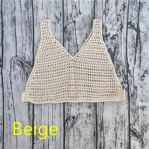 Hand Crochet Sexy Beach Bikini cover up deep v at the front and back Top Swim Trousers Long Hot pants