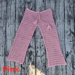 Hand Crochet Sexy Beach Bikini cover up deep v at the front and back Top Swim Trousers Long Hot pants