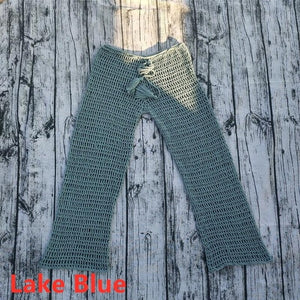 Hand Crochet Sexy Beach Bikini cover up deep v at the front and back Top Swim Trousers Long Hot pants