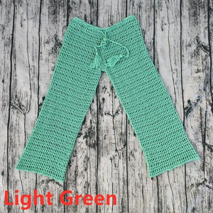 Hand Crochet Sexy Beach Bikini cover up deep v at the front and back Top Swim Trousers Long Hot pants