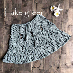 2019 New Sexy Crochet Tassel Beach Skirt Cotton Swimsuit Fused Skirt Casual Beach Running Lace See Through Slim Mini Skirts