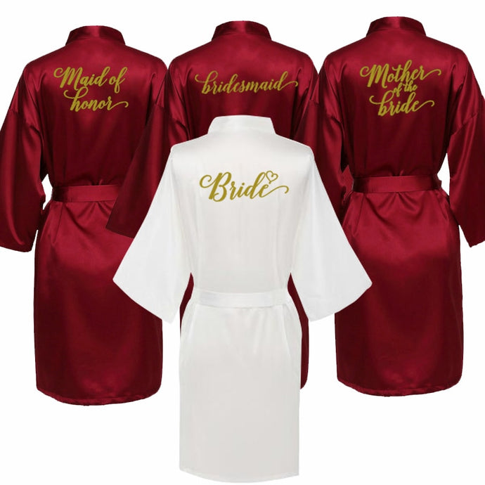 sexy Burgundy robe bride kimono satin robe women Bathrobe wedding robe sister mother of the bride groom bridesmaid robes