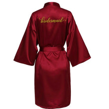 Load image into Gallery viewer, sexy Burgundy robe bride kimono satin robe women Bathrobe wedding robe sister mother of the bride groom bridesmaid robes