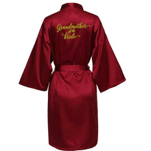 Load image into Gallery viewer, sexy Burgundy robe bride kimono satin robe women Bathrobe wedding robe sister mother of the bride groom bridesmaid robes