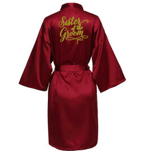 Load image into Gallery viewer, sexy Burgundy robe bride kimono satin robe women Bathrobe wedding robe sister mother of the bride groom bridesmaid robes