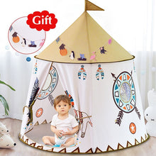 Cargar imagen en el visor de la galería, YARD Kid Tent House Portable Princess Castle 123 * 116cm Presente Hang Flag Children Teepee Carpa Play Tent Birthday Christmas Gift
