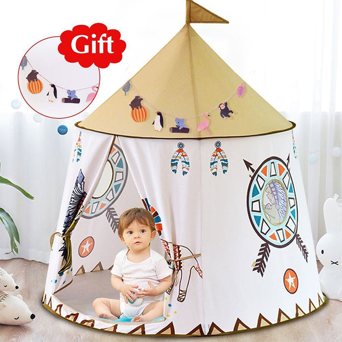 YARD Kid Tent House Portable Princess Castle 123*116cm Present Hang Flag Children Teepee Tent Play Tent Birthday Christmas Gift