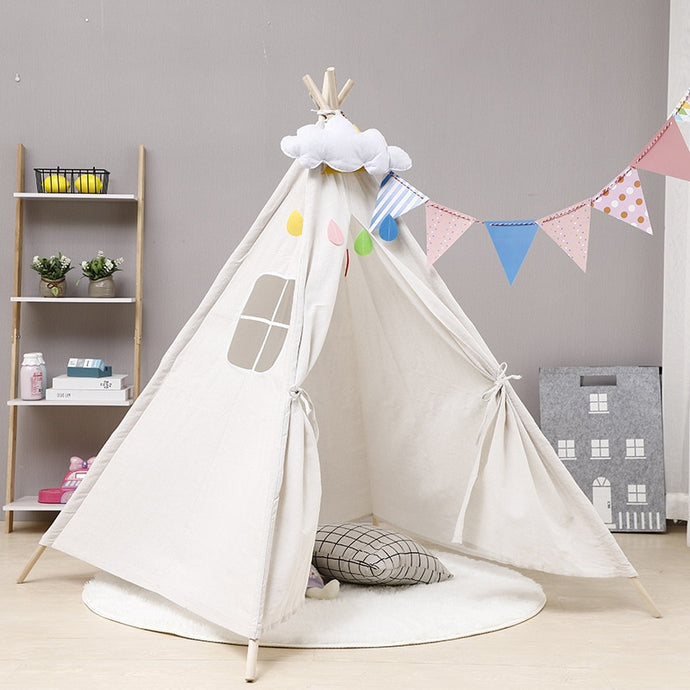 10 Types Tipi Baby Tent Child Teepee Toys For Girls Wigwam Cotton Canvas Teepee Children Tipi Play House Large Kids Tent 1.35M