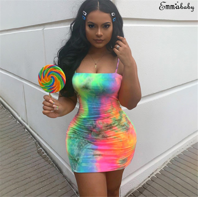 2019 mujeres verano Sexy sin mangas Slip Bodycon vestido femenino impreso Wrap Party Beach Club Mini vestidos trajes