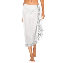 Load image into Gallery viewer, New Off Shoulder Beach Dress Bikini Cover Up Solid Sarong Swim Cover-ups Long Sleeve Beachwear Female Tied Tunic Summer Swimwear
