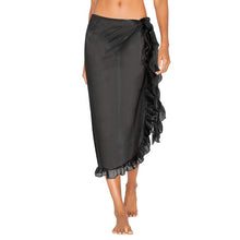 Load image into Gallery viewer, New Off Shoulder Beach Dress Bikini Cover Up Solid Sarong Swim Cover-ups Long Sleeve Beachwear Female Tied Tunic Summer Swimwear