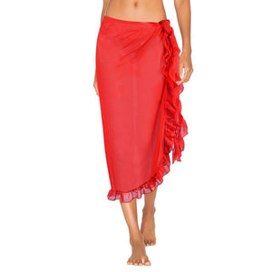 New Off Shoulder Beach Dress Bikini Cover Up Solid Sarong Swim Cover-ups Long Sleeve Beachwear Female Tied Tunic Summer Swimwear