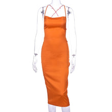 Charger l&#39;image dans la galerie, Dulzura neon satin lace up 2020 summer women bodycon long midi dress sleeveless backless elegant party outfits sexy club clothes